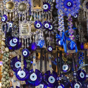 Iran, Central Iran, Shiraz, Bazar-e Vakil market, traditional evil eye souvenirs