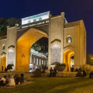 Iran, Central Iran, Shiraz, Quran Gateway, dusk