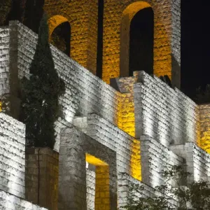 Iran, Central Iran, Shiraz, Quran Gateway walls, evening