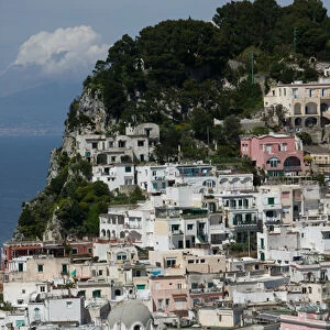 ITALY-Campania-(Bay of Naples)-CAPRI: View of CAPRI from Belvedere Cannone / Daytime