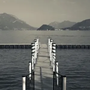 Italy, Como Province, Tremezzo. Lake pier Italy, Como Province, Tremezzo. Lake pier