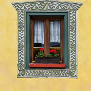 Italy, Corvara. Hotel window with plant. Credit as: Jim Nilsen / Jaynes Gallery / DanitaDelimont