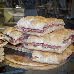 Italy, Florence. Ready made sandwiches for sale in the Central Market
