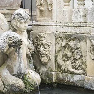 Italy, Lazio, Tivoli, Villa d Este. Detail of the Fountain of the Organ