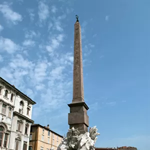Italy, Rome. Gian Lorenzo Berninias famous Fontana dei Quattro Fiumi or Fountain