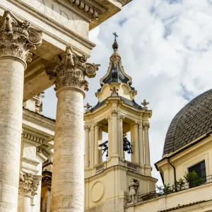 Italy, Rome. Piazza del Popolo, columns of Chiesa de Santa Maria del Montesanto