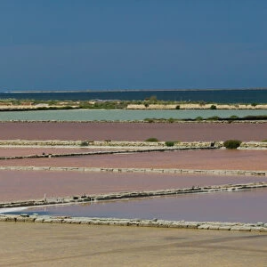 Italy, Sicily, Mozia. Salt Pans near Mozia Island Ancient Salt Production Area