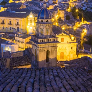 Italy, Sicily, Ragusa. Santa Maria delli Idria in the foreground