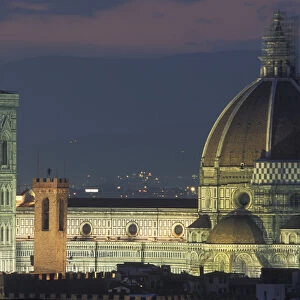 Italy, Tuscany, Florence. The Campanile (bell tower) on the left and Duomo on the
