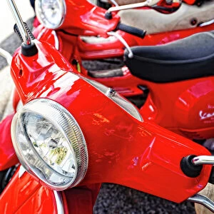 Italy, Tuscany, Radda. Vespas are popular modes of transportation in Tuscany