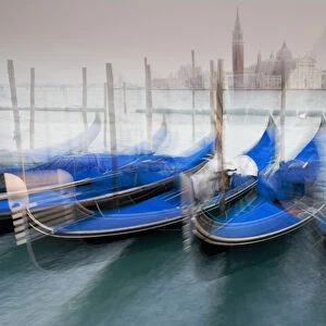 Italy, Venice. Abstract of gondolas at St