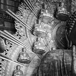 Japan, Nara. Black & white of Great Buddha at Todai-ji Temple