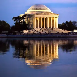 Jefferson Memorial and Tidal Basin in April with Reflection Jefferson Memorial and Tidal Basin in April with Reflection