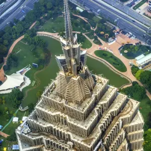 Jin Mao Tower Skyscraper Close Up Patterns and Designs Liujiashui Financial District Jin Mao Tower Skyscraper Close Up Patterns and Designs Liujiashui Financial District