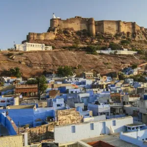 Jodhpur, Rajasthan, India. Fort Mehrangarh over looks the Blue City of Jodhpur Jodhpur, Rajasthan, India. Fort Mehrangarh over looks the Blue City of Jodhpur