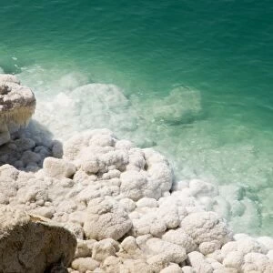 Jordan, Dead Sea, salt on the sea shore
