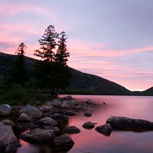 Jordan Pond at Sunset in Maines Acadia National Park. The Bubbles"