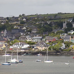 Kinsale Ireland with colorful homes on the hillside and boats in the water