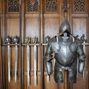 Knights armor and weapons. Edinburgh Castle, Scotland