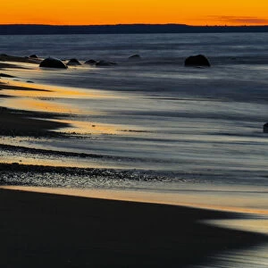 Lake Superior shoreline at sunset, Pictured Rocks National Lakeshore, Upper Peninsula