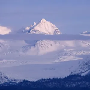 Landscape of snow covered mountain range, Homer, Alaska, US Landscape of snow covered mountain range, Homer, Alaska, US