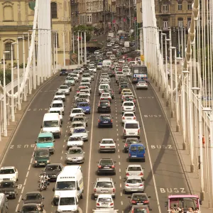 Liberty Bridge from the Buda side looking toward Central Budapest, Capital of Hungary