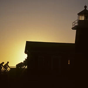 Lighthouse, Bicycling, Sunset, Santa Cruz, California