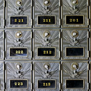 Lincoln, New Mexico, United States. Antique mailboxes at the historic ghost town