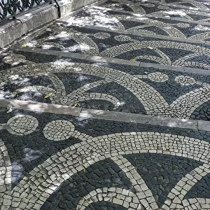 Lisbon, Portugal. Traditional cobblestone walkway in Lisbon