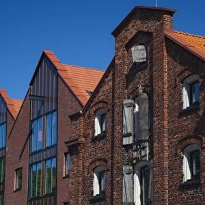 Lithuania, Western Lithuania, Klaipeda, Old Town, old warehouses along Dane Riverfront