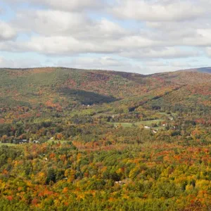 Looking out over the autumn landscape from Route 2 in Western Massachusetts, USA