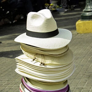 Lots og hats for sale in the Old City, Cartagena, Colombia