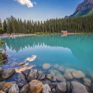 Low angle photo of Lake Louise in Banff, Canada