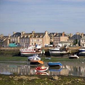 Low tide in the harbor at the village of Barfleur in the region of Basse-Normandie, France