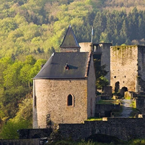 LUXEMBOURG, Sure River Valley. Esch-sur-Sure, Castle Ruins (b. 927 AD)