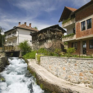 MACEDONIA, Vevcani. Vevcani Village and town waterfall / rapids