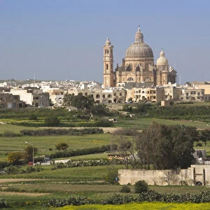 Malta, Gozo Island, Xewkija, elevated view of Rotunda Church
