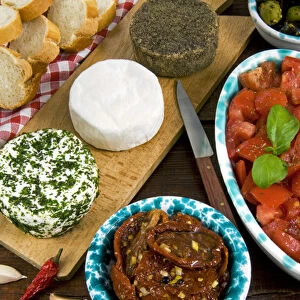 Maltese appetizer Gbejniet (round cheeselet made in Malta from goats or sheep