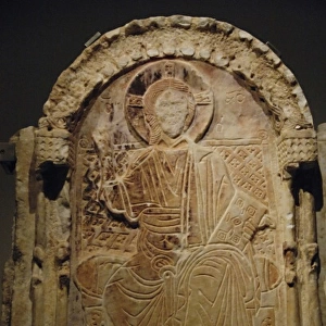 Marble PROSKYNETARION with enthroned Christ. From Peribleptos. Second half of the