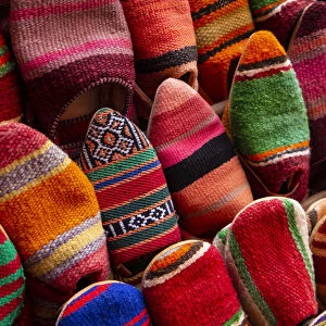 Marrakech, Morocco. Woven Moroccan slippers