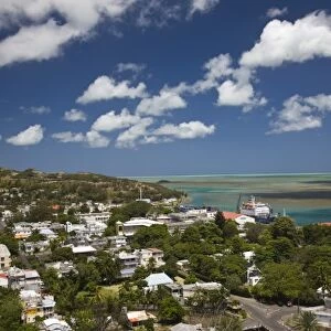 Mauritius, Rodrigues Island, Port Mathurin, view of town and port from Mont Charlot