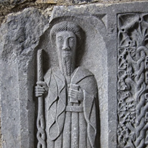 Medieval stone carving of a Saint at Jerpoint Abbey in Kilkenny Ireland