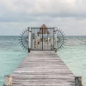 Mexico, Cancun. Pier in the Ocean
