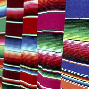 Mexico, Oaxaca. Colored blankets for sale