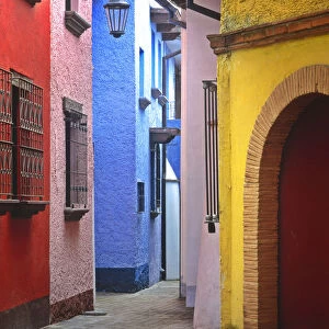 Mexico, Veracruz State. Colorful colonial architecture