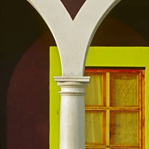 Mexico, Veracruz, Tlacotalpan. Window and arch of home