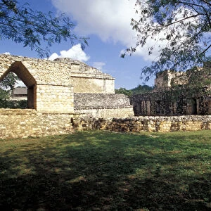 Mexico, Yucatan. Arch and defensive structures; Ek Balam ruins, Maya Civilization
