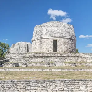 Mexico, Yucatan. Mayapan Ruins, Temple Redondo