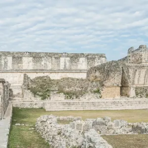 Mexico, Yucatan. Uxmal Ruins, Nunnery Quadrangle, believed to be constructed in the 9th