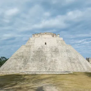 Mexico, Yucatan. Uxmal Ruins, Pyramid of the Magician, believed to be constructed in